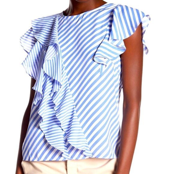 14th and Union blue and white striped blouse - Picture 1 of 8